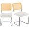 Rattan Dining Chairs Set of 2, Mid Century Modern Dining Chair, Upholstered Velvet Accent Chair with Rattan Back